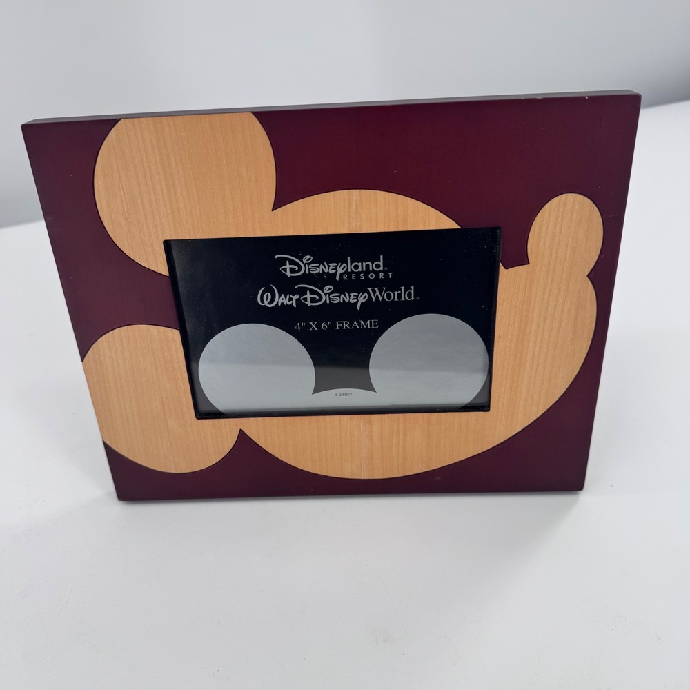 Disney Disneyland Walt Disney World Mickey Mouse Picture‎ Frame 4x6 Wooden